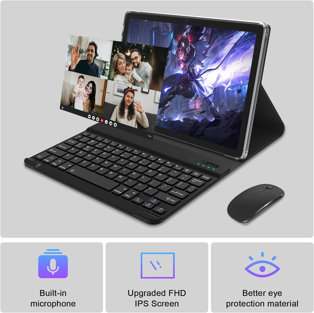 Tablet Android 14 Tablet,10 Inch Android Tablet with Keyboard,5G Wifi Tablet,128Gb ROM+16GB RAM (8+8Virtual) +1TB TF Expand,Octa-Core Processor,13Mp+8Mp Camera,Bluetooth,Gps,Fhd Display,2 in 1 Tablet