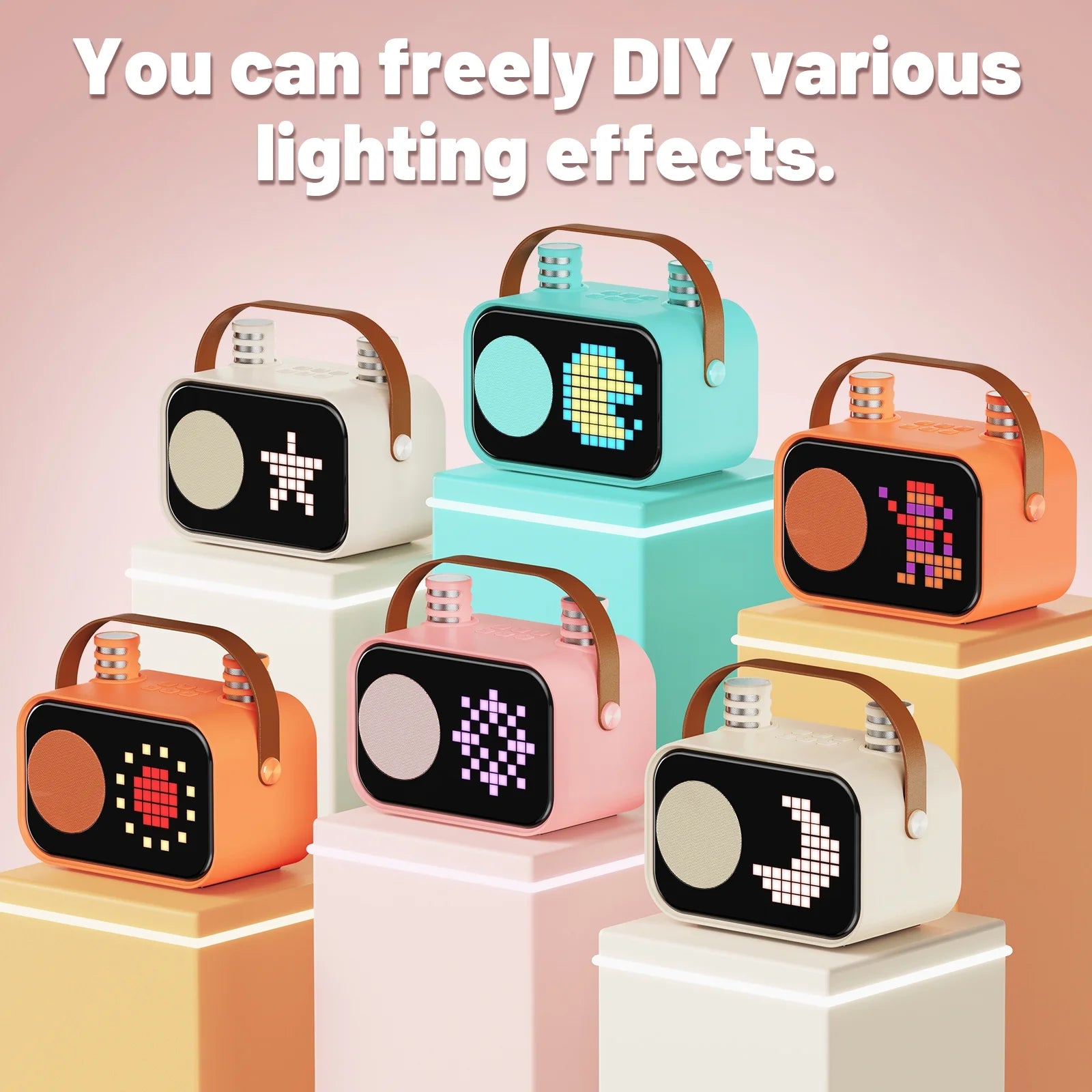 Karaoke Machine for Kids, Wireless Bluetooth Speaker with Microphone, 15 Animation Modes, Best Gift for Christmas