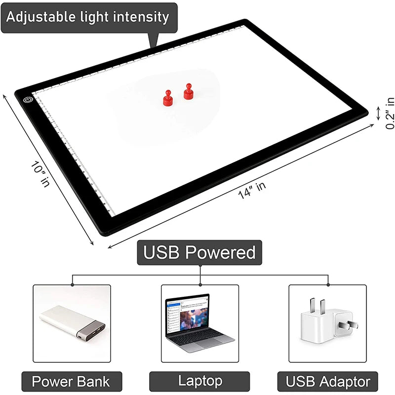 A4 Light Board Portable Tracing Light Box Magnetic Drawing Board Light Drawing Board Light Box for Tracing Sketch Pad