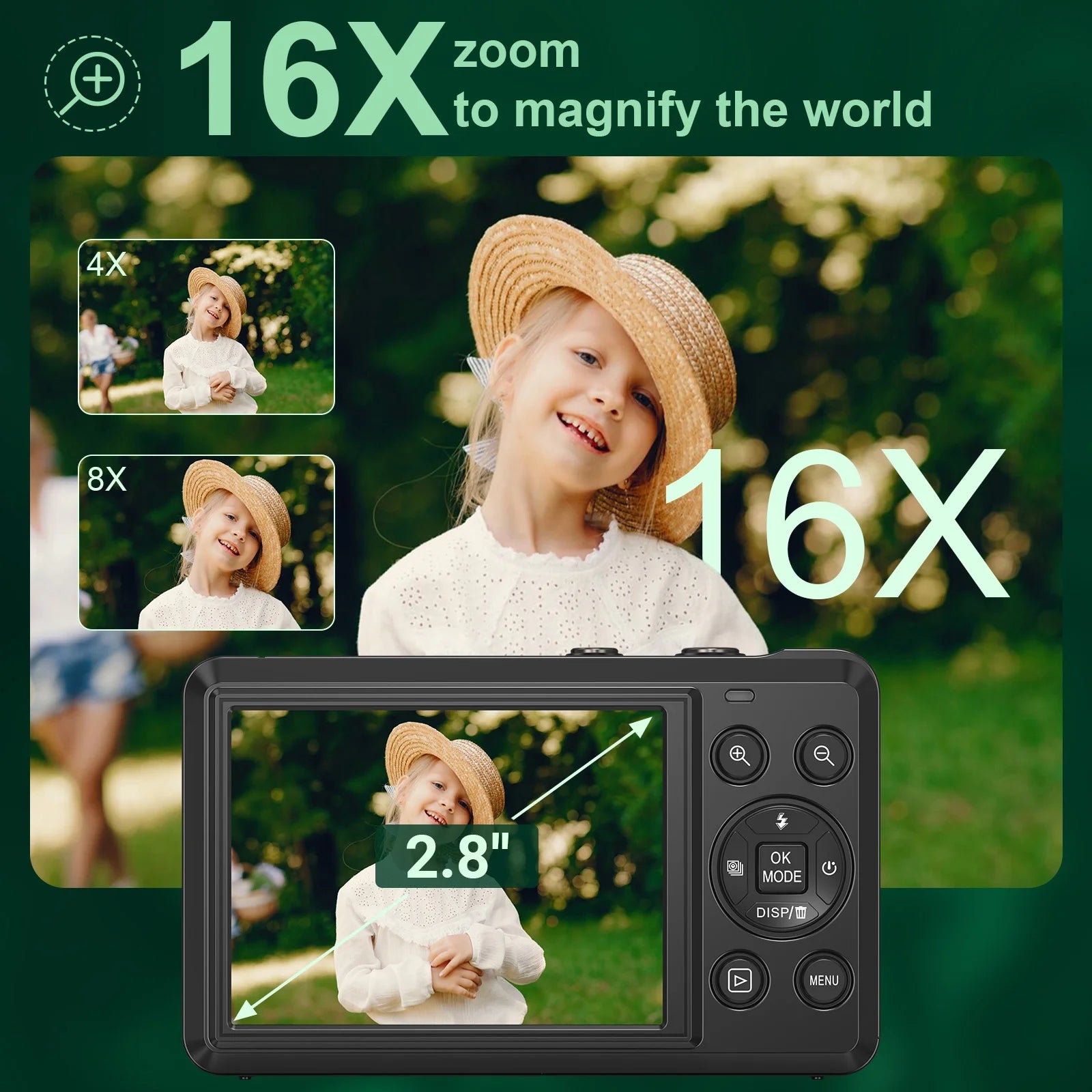 Digital Camera 4K UHD 64MP 16X Digital Zoom Autofocus Compact Camera with 32GB SD Card