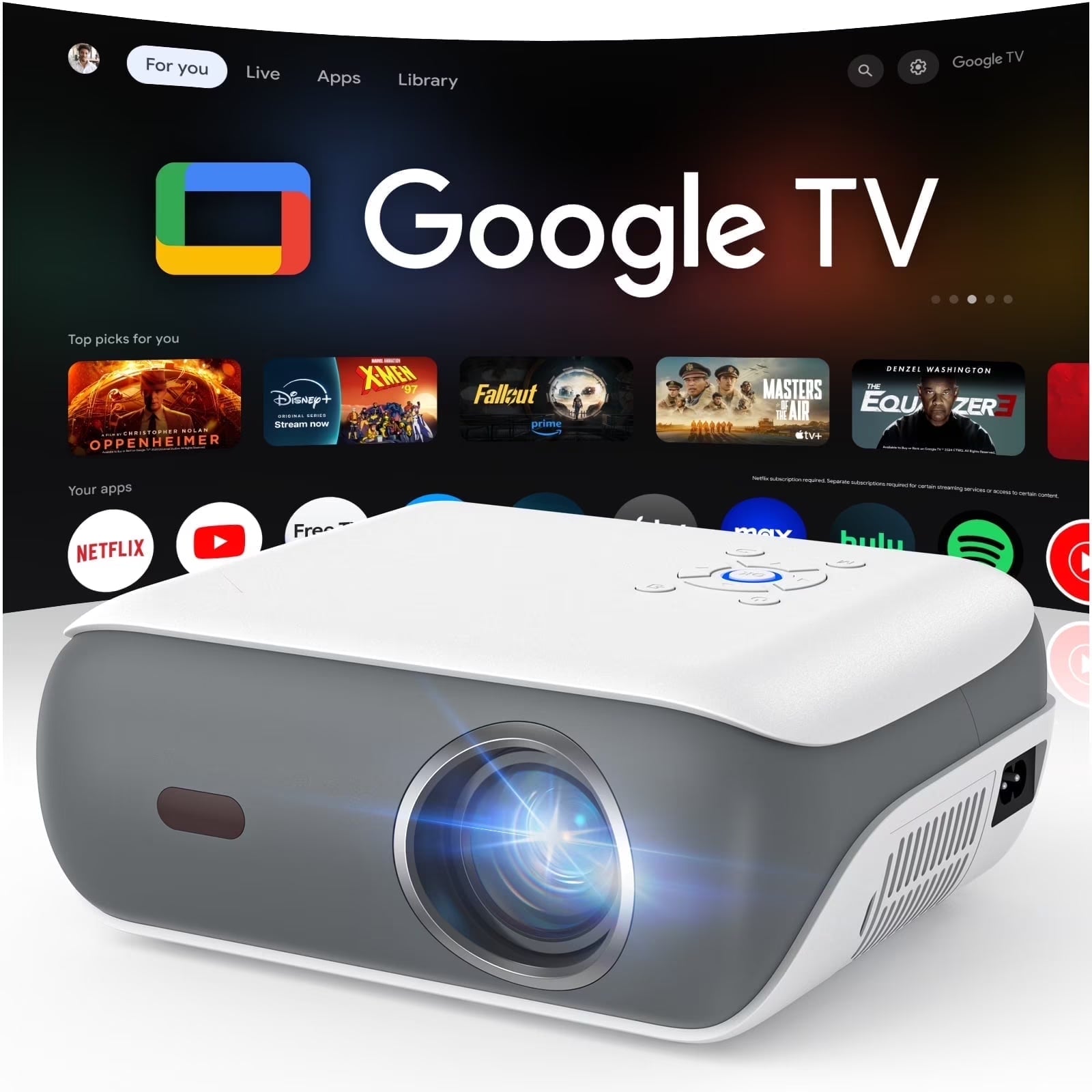 4K Google TV Projector,Google Officially Licensed,Dolby Audio,Electric Focus & Auto Vertical Keystone