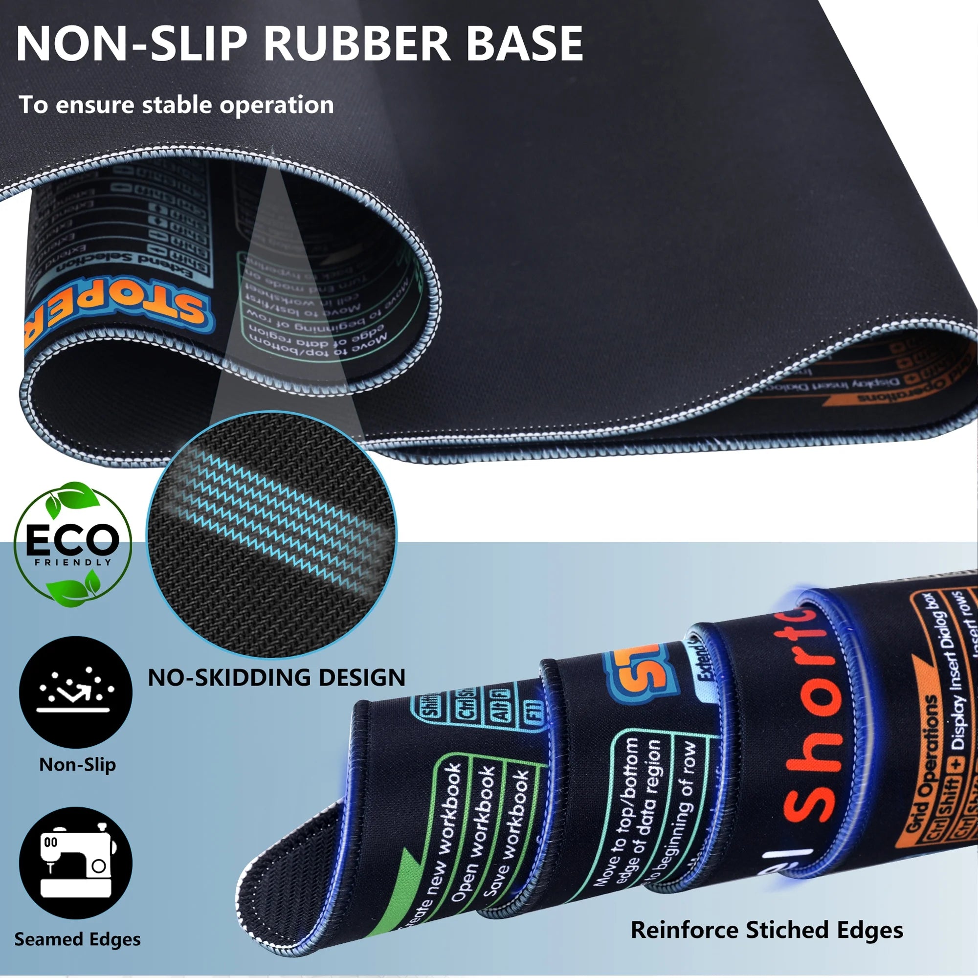 Office Excel Cheat Sheet Desk Pad Mat, XL Excel Shortcuts Mouse Pad Gaming, Large Mouse Pads for Desk, 31.5”X11.8” Desk Matt for Desktop, Waterproof anti Slip Computer Keyboard Pad with Shortcuts