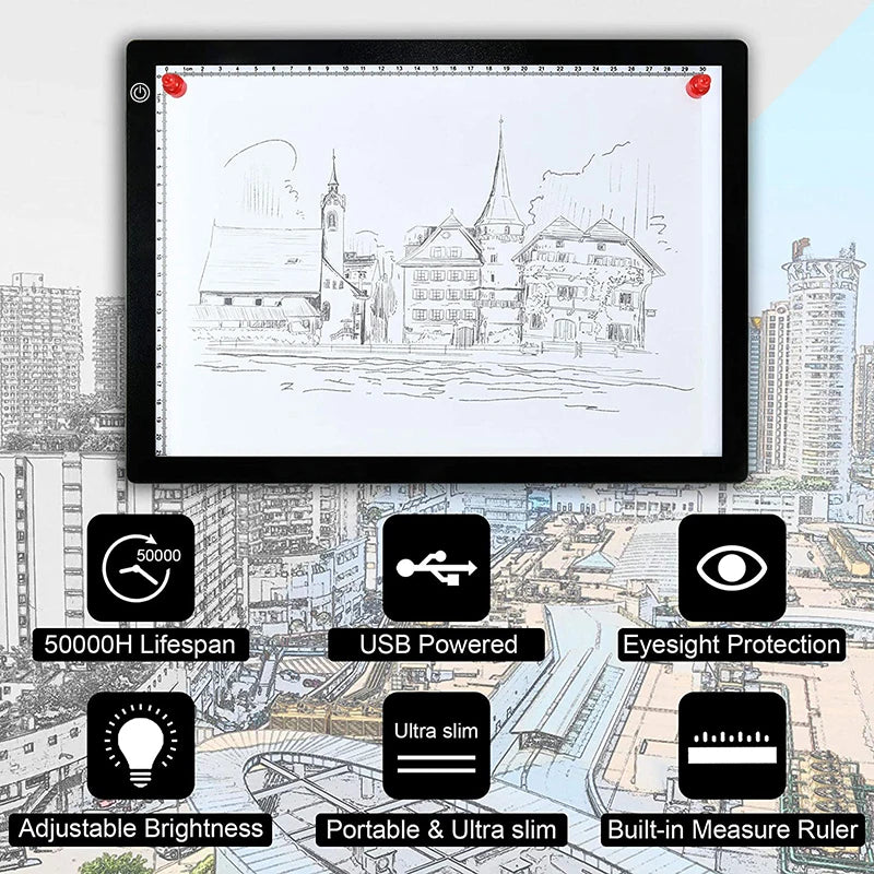 A4 Light Board Portable Tracing Light Box Magnetic Drawing Board Light Drawing Board Light Box for Tracing Sketch Pad