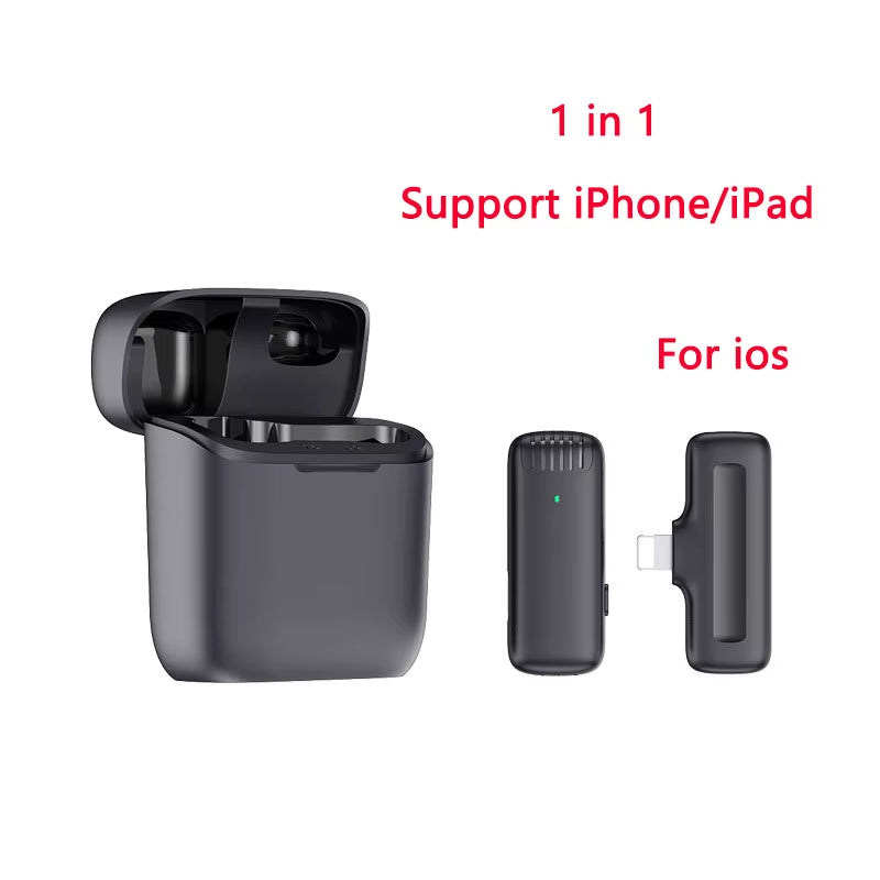 Wireless Lavalier Microphone Charging Case Mic Portable Audio Video Recording for Iphone Android Camera Notebook Live Gaming Mic