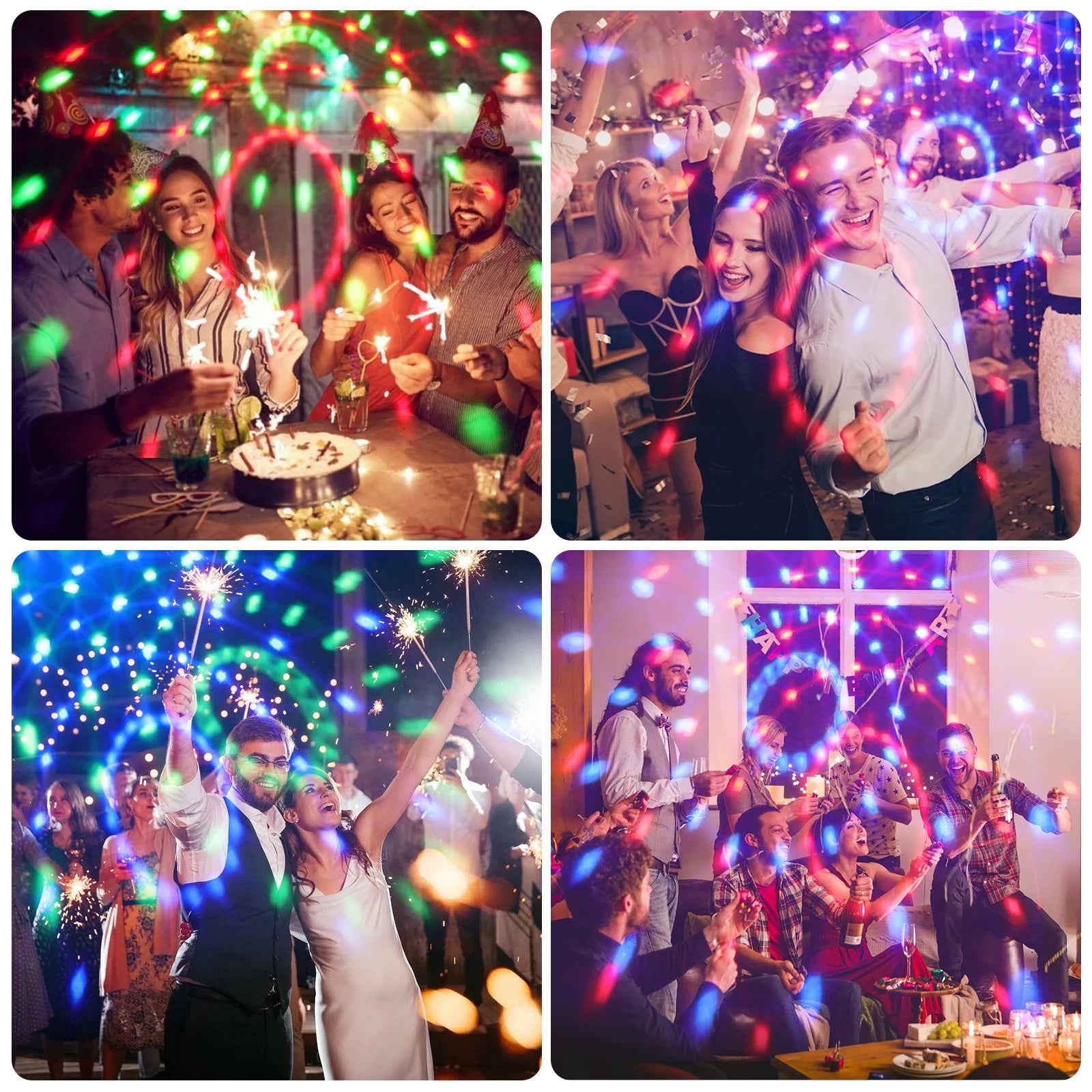 Sound Activated RGB Disco Ball Party Lights, 7 Modes Strobe DJ Stage Lamp with Remote Control