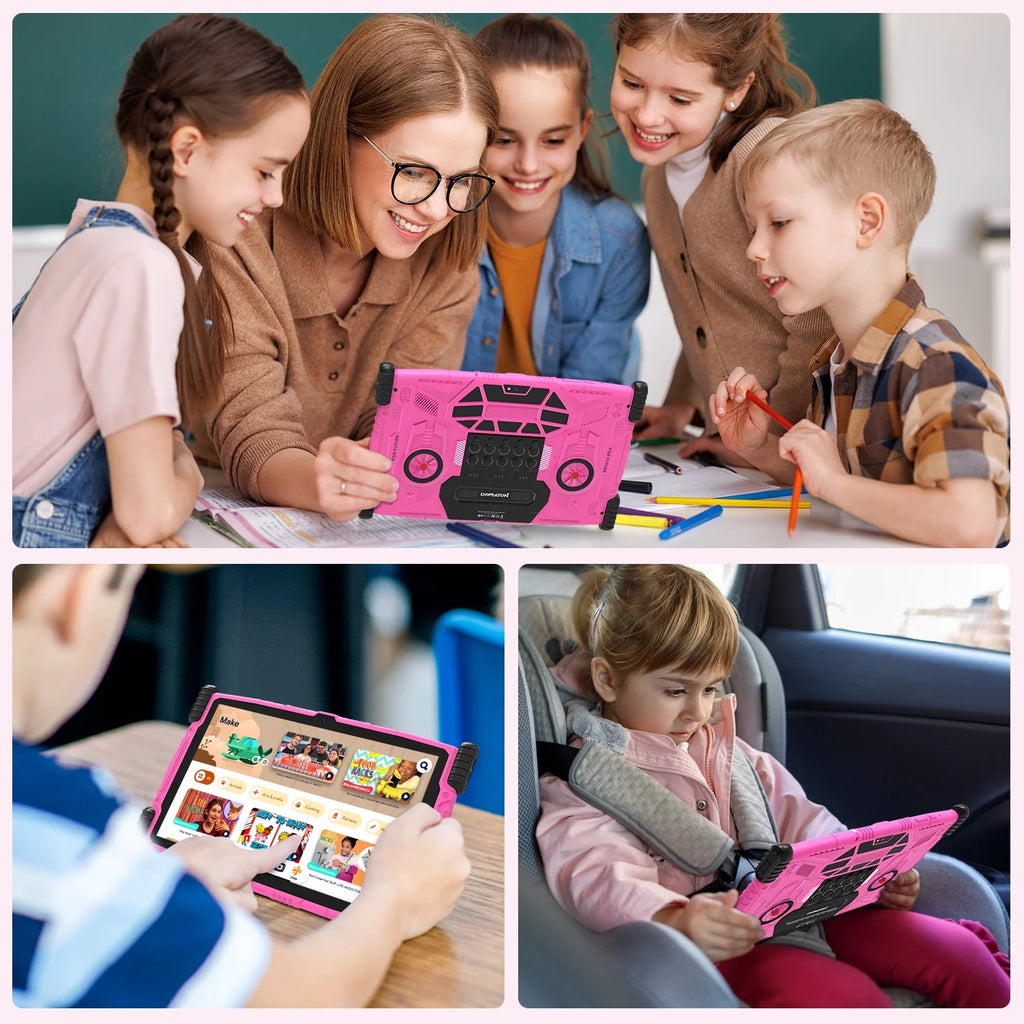 2025 Android 13 Tablet,10" Android Kids Tablet 4GB+64GB, Kid-Proof Case with Kickstand, Quad-Core 1.6