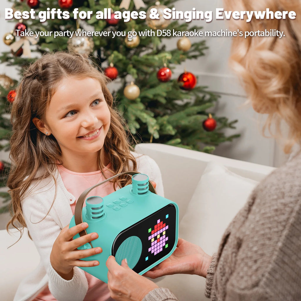 Karaoke Machine for Kids, Wireless Bluetooth Speaker with Microphone, 15 Animation Modes, Best Gift for Christmas