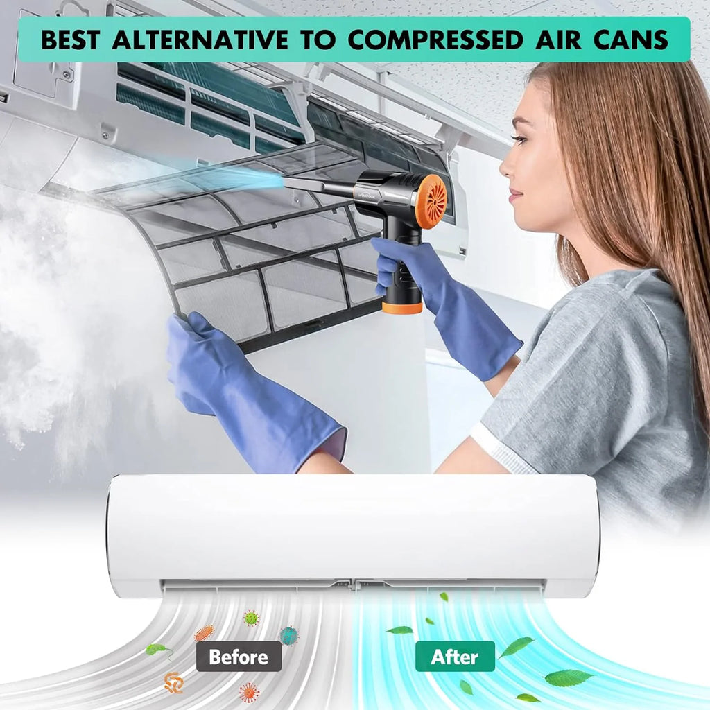 2-In-1 Vacuum Cleaner，Compressed Air Duster Blower，100000 RPM & 10 Kpa Cordless Car Hoover, Portable Handheld Keyboard Cleaner Kit for PC Computer Desk Dust Cleaning