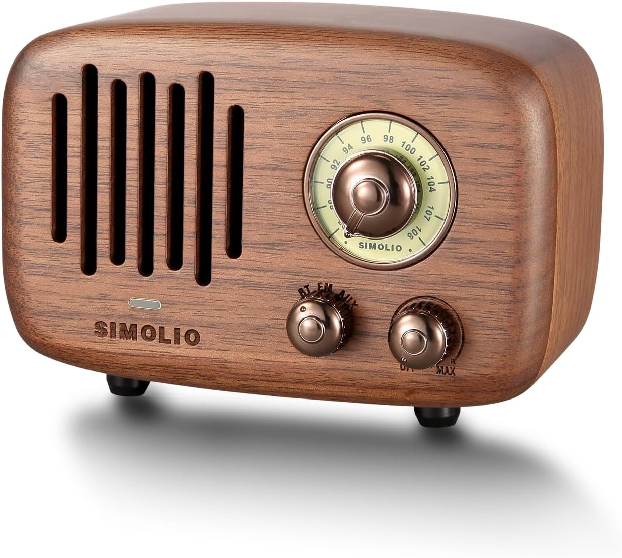 Retro Bluetooth Speakers with Loud HD Sound, Nature Black Walnut Vintage Style Wooden Speaker with FM Radio & AUX In, Advanced CSR Chip, Portable Bluetooth Speaker for Home Office Decorations