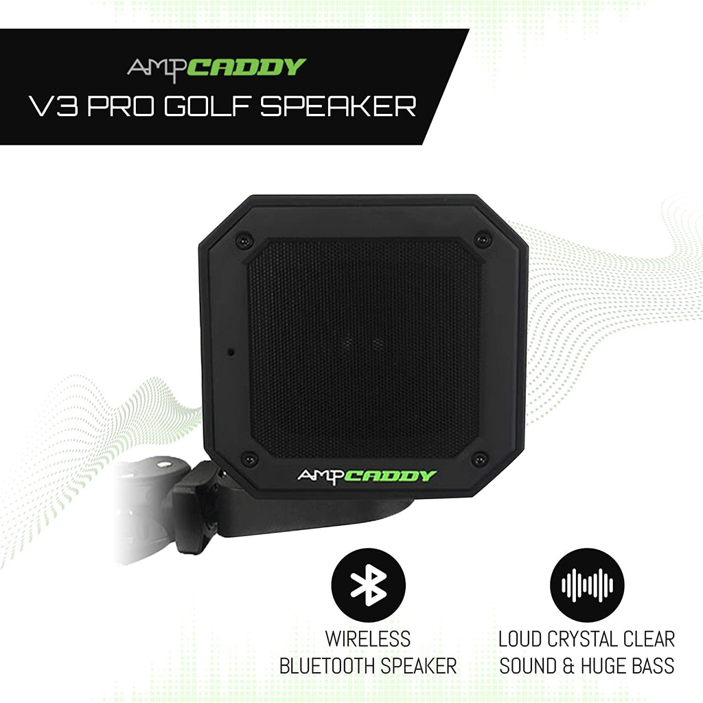 Golf Bluetooth Speaker with Mount, Bluetooth Speaker and Mount with Loud Stereo Sound and Bass Boost, Extended Playtime and Range (V3 Pro - 15 Watts)