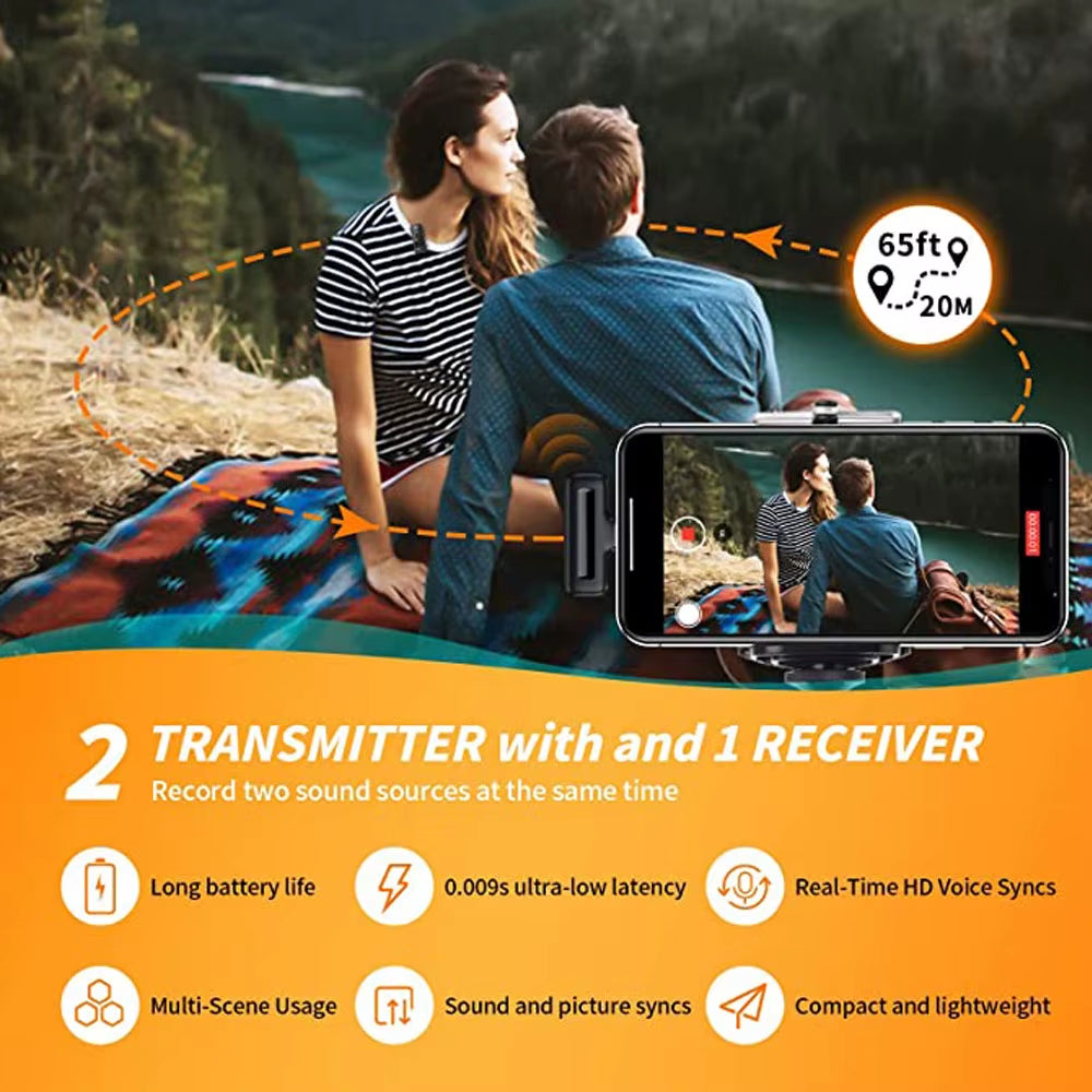 Wireless Lavalier Microphone Charging Case Mic Portable Audio Video Recording for Iphone Android Camera Notebook Live Gaming Mic