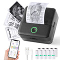 SLOK Mini Bluetooth Photo Printer with 10 Rolls Printing Paper，Black