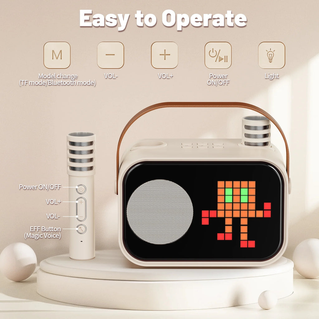Karaoke Machine for Kids, Bluetooth Speaker with Microphone, Kids Karaoke Machine, 15 Animation Modes