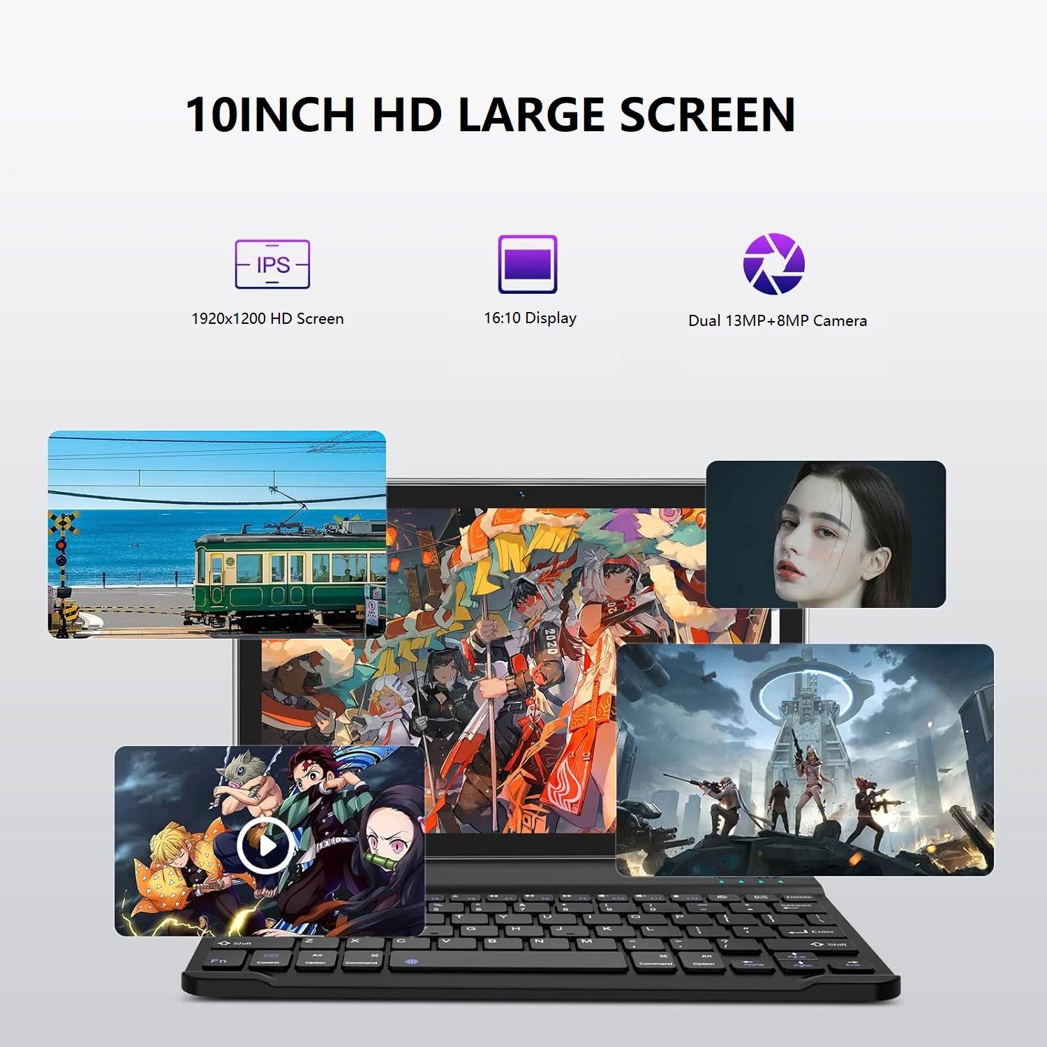 Tablet Android 14 Tablet,10 Inch Android Tablet with Keyboard,5G Wifi Tablet,128Gb ROM+16GB RAM (8+8Virtual) +1TB TF Expand,Octa-Core Processor,13Mp+8Mp Camera,Bluetooth,Gps,Fhd Display,2 in 1 Tablet