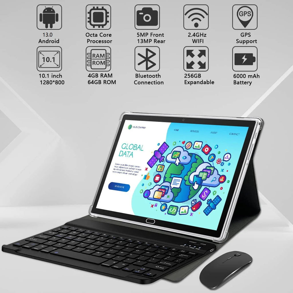 Android 13 Tablet 10 Inch Tablet with Keyboard Wireless Mouse Stylus,4G Phone Tablet