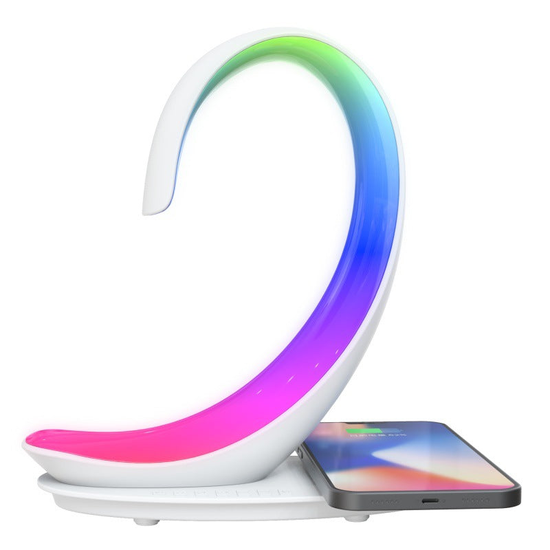 Multi-Functional Desktop Wireless Charger Bluetooth Speaker Atmosphere Colorful Light White Swan Light