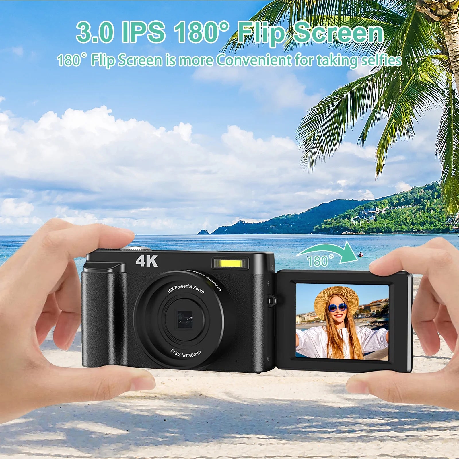 Vlogging Camera 4K Digital Cameras 48MP for Photography Autofocus 16X Digital Zoom for Youtube with 32GB Card