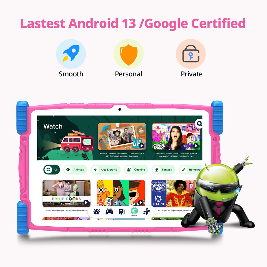 2025 Android 13 Tablet,10" Android Kids Tablet 4GB+64GB, Kid-Proof Case with Kickstand, Quad-Core 1.6
