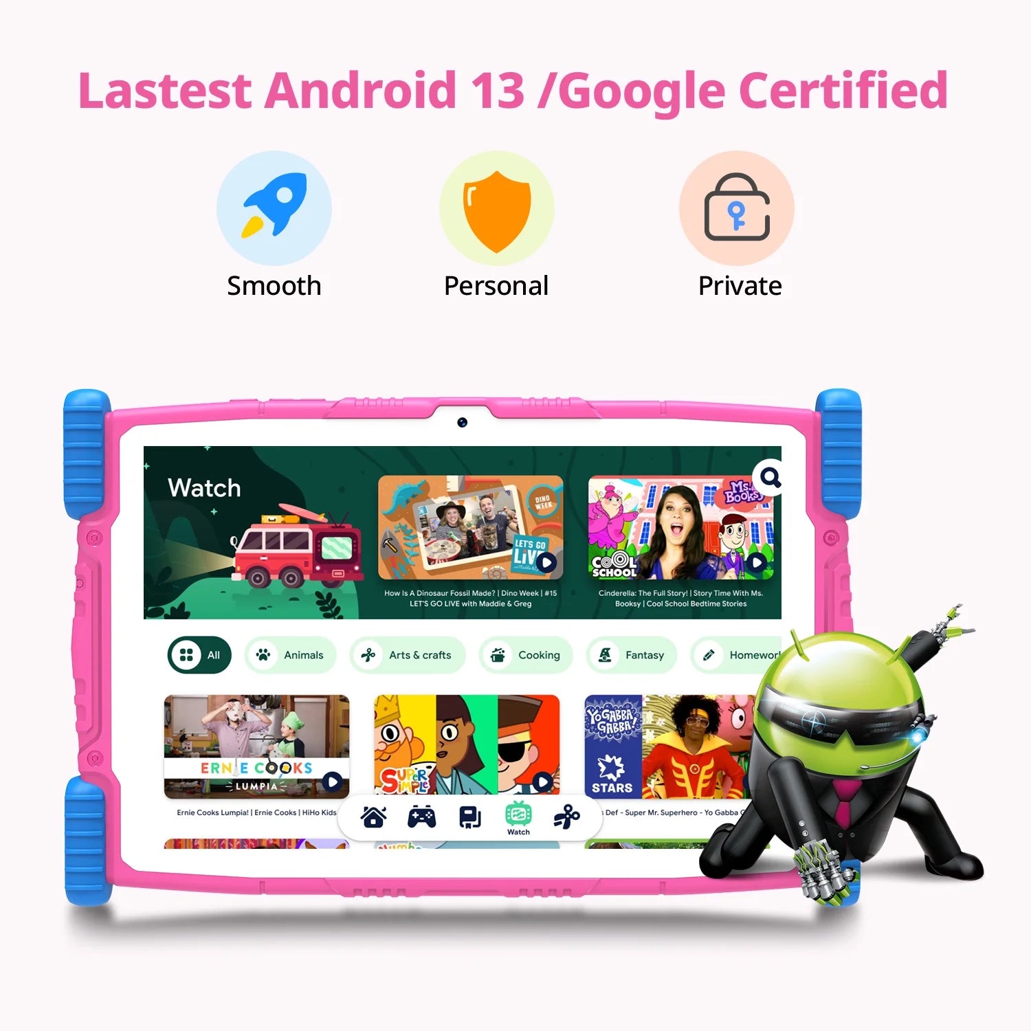 2025 Android 13 Tablet,10" Android Kids Tablet 4GB+64GB, Kid-Proof Case with Kickstand, Quad-Core 1.6