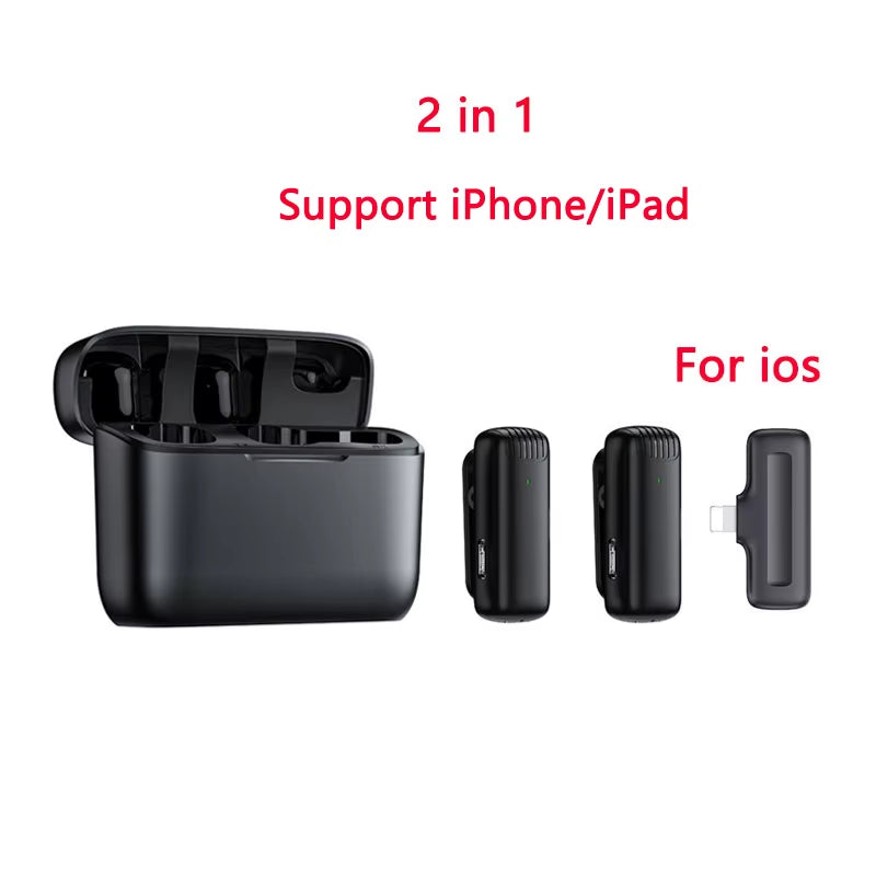 Wireless Lavalier Microphone Charging Case Mic Portable Audio Video Recording for Iphone Android Camera Notebook Live Gaming Mic