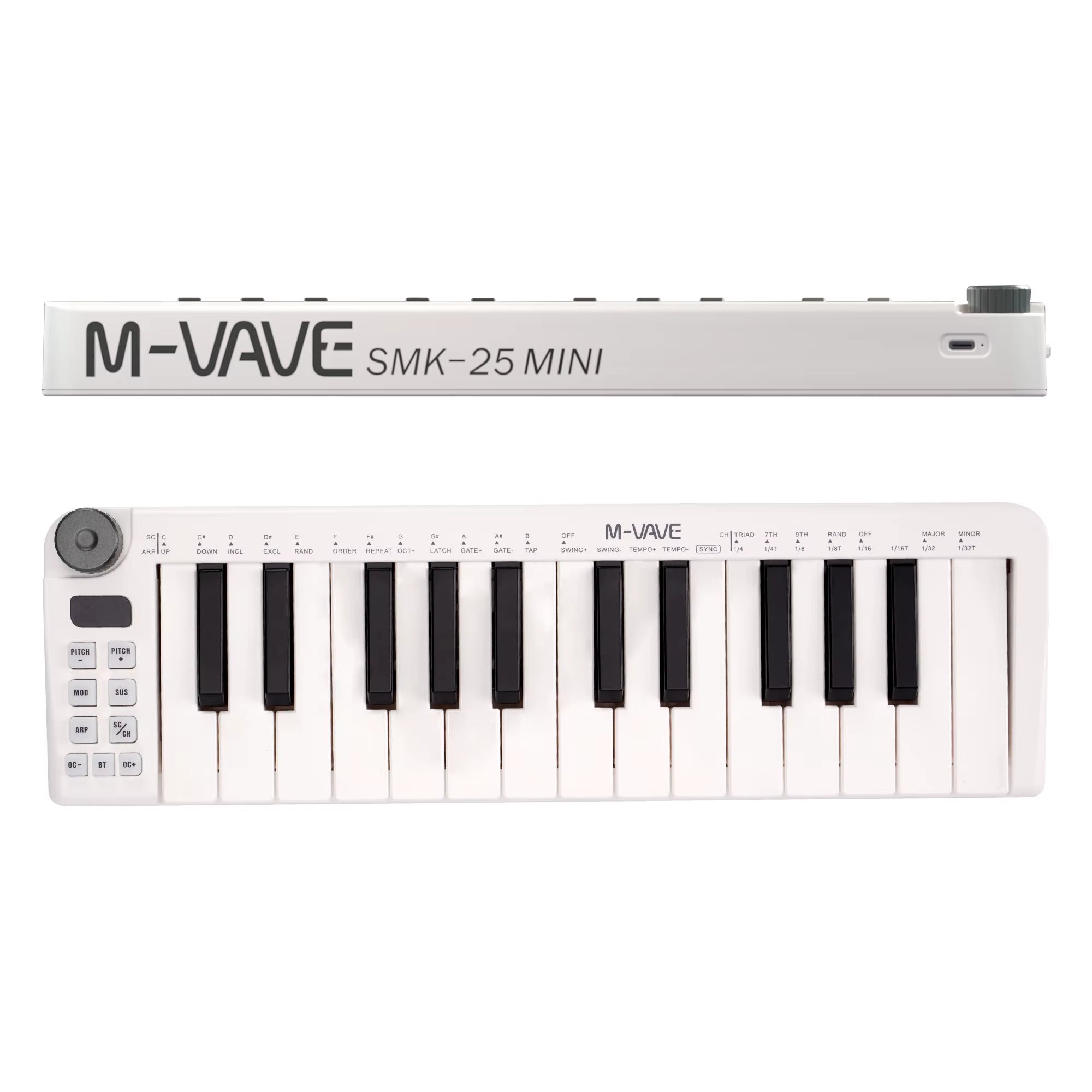 Smk-25Mini MIDI Keyboard Rechargeable 25-Key MIDI Control Keyboard Instrument Mini Portable USB Keyboard MIDI Controller