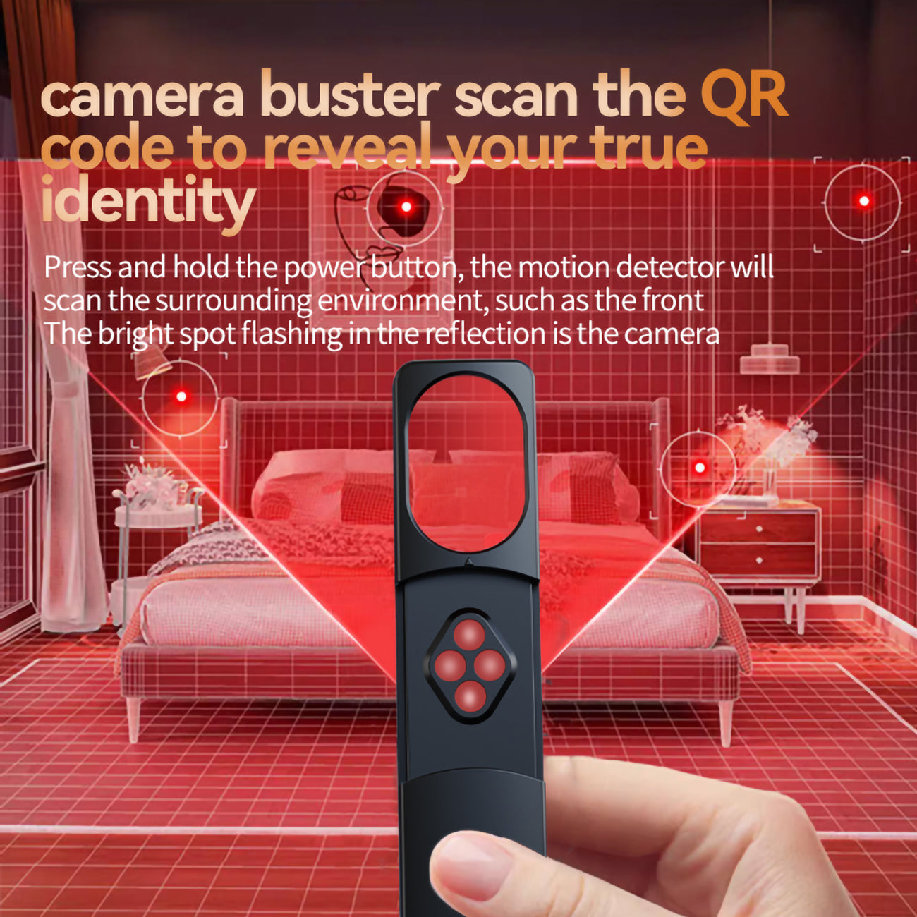 Hidden Camera Detector, Portable Listening/Gps Tracker Detector, Hidden Devices Detector, RF Wireless Signal Scanner for Home Office Travel, Camera Finder Device Detector