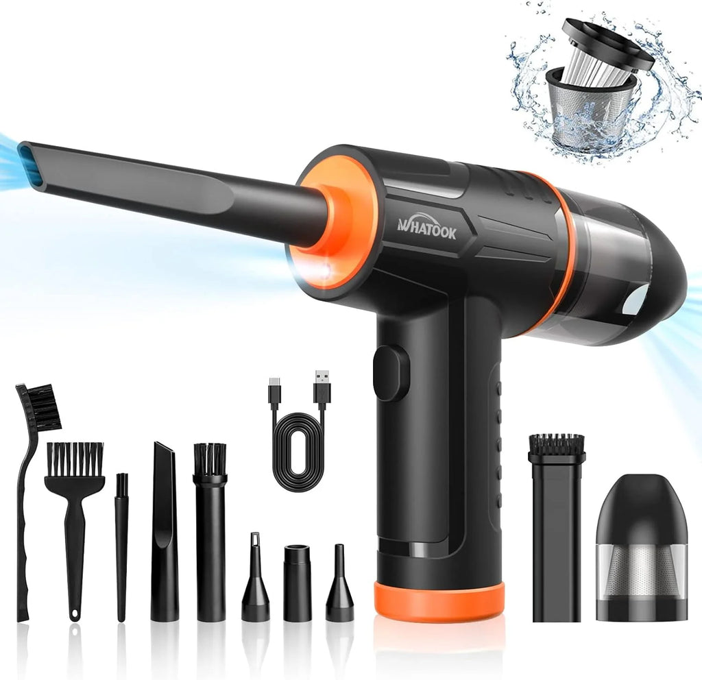 2-In-1 Vacuum Cleaner，Compressed Air Duster Blower，100000 RPM & 10 Kpa Cordless Car Hoover, Portable Handheld Keyboard Cleaner Kit for PC Computer Desk Dust Cleaning