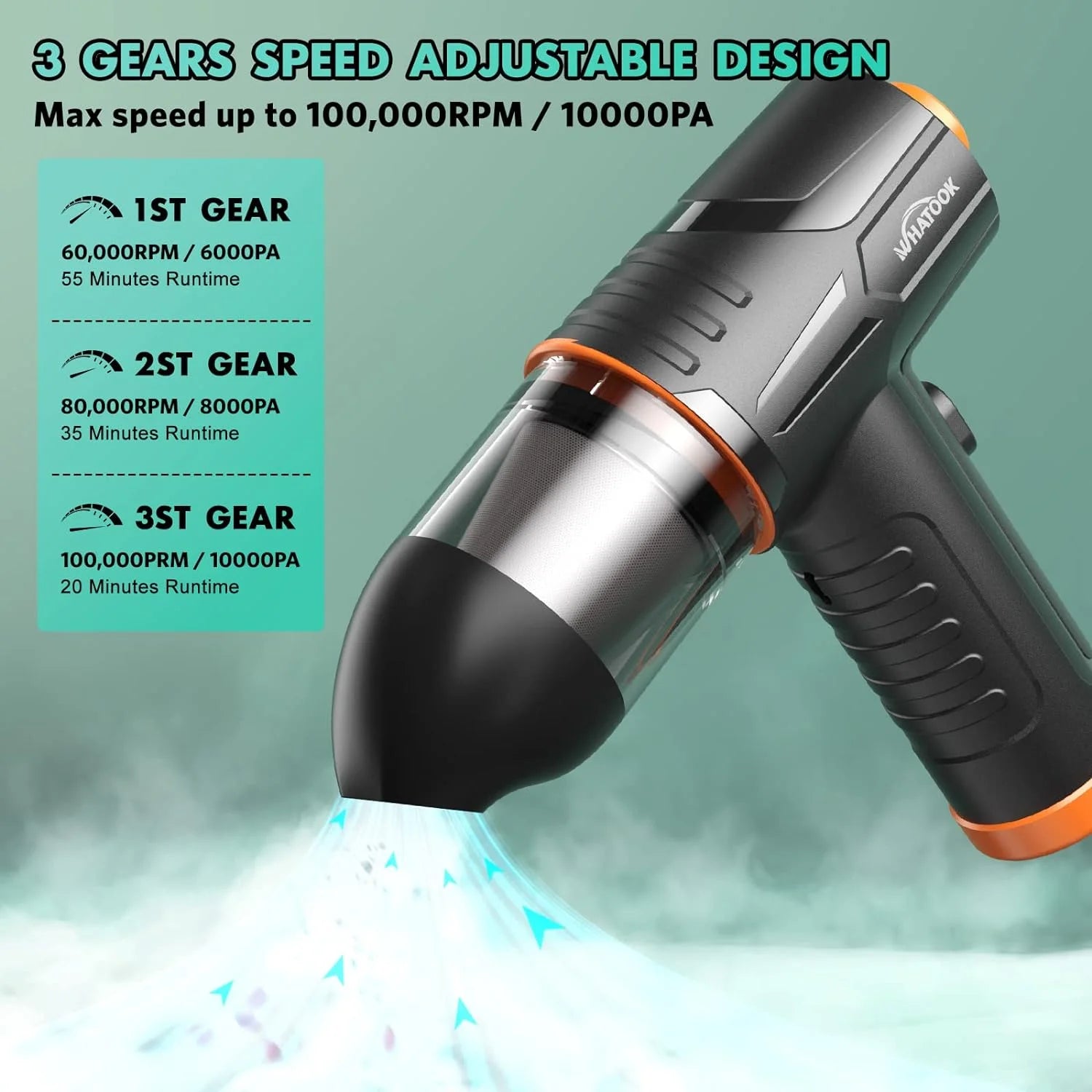 2-In-1 Vacuum Cleaner，Compressed Air Duster Blower，100000 RPM & 10 Kpa Cordless Car Hoover, Portable Handheld Keyboard Cleaner Kit for PC Computer Desk Dust Cleaning