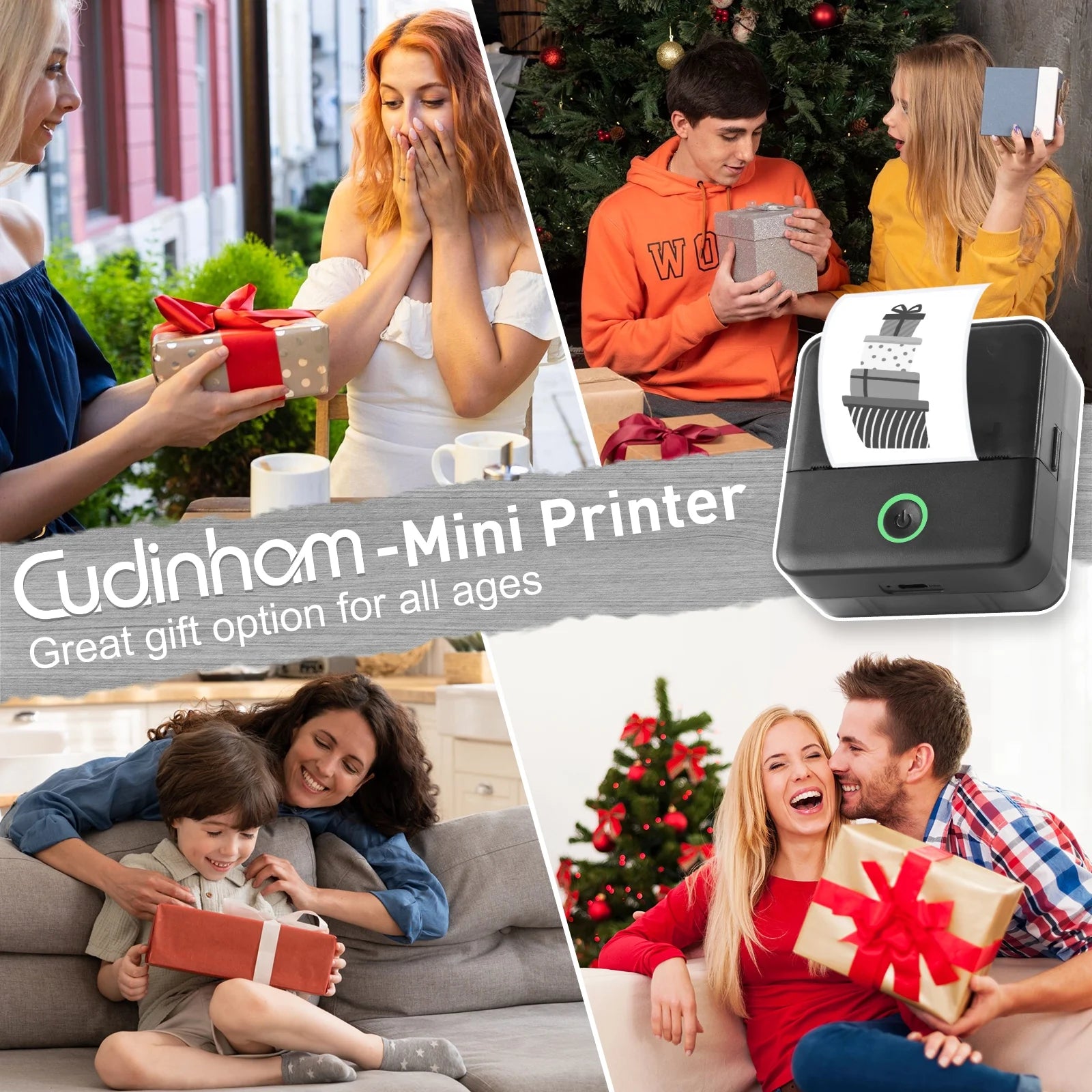 SLOK Mini Bluetooth Photo Printer with 10 Rolls Printing Paper，Black