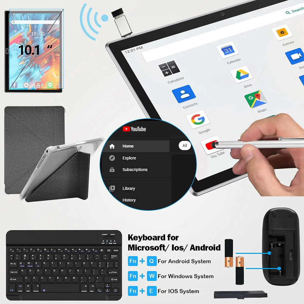 Android 13 Tablet 10 Inch Tablet with Keyboard Wireless Mouse Stylus,4G Phone Tablet
