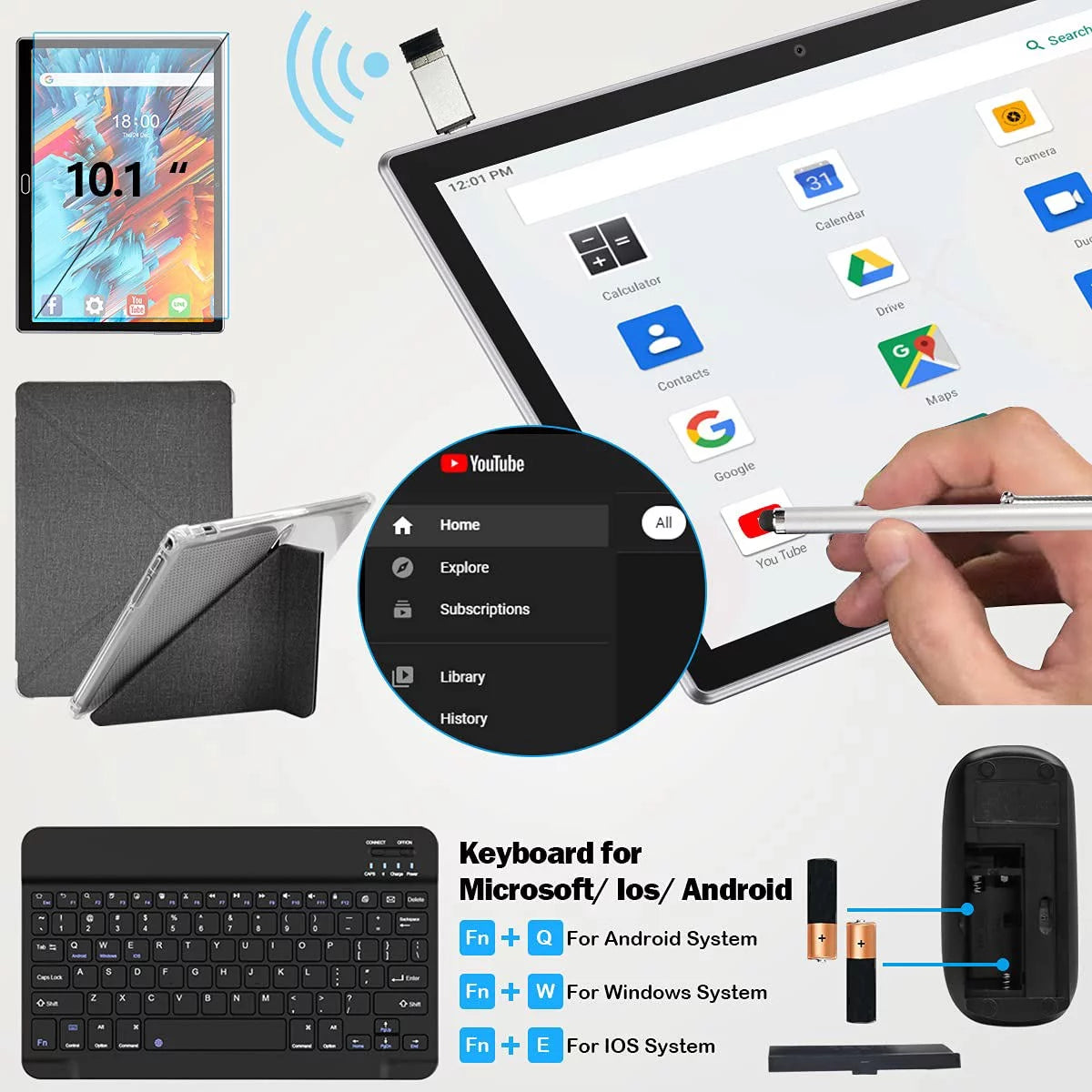 Android 13 Tablet 10 Inch Tablet with Keyboard Wireless Mouse Stylus,4G Phone Tablet