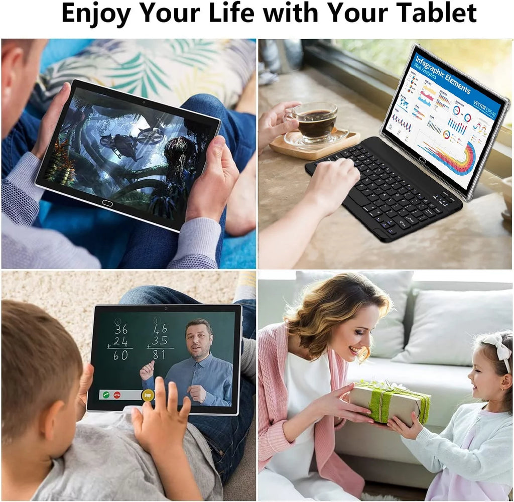 Android 13 Tablet 10 Inch Tablet with Keyboard Wireless Mouse Stylus,4G Phone Tablet