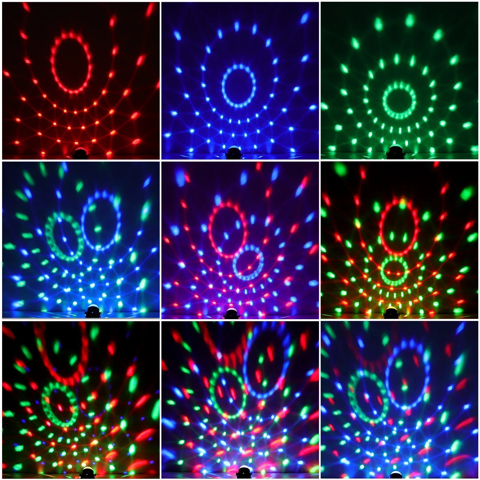 Sound Activated RGB Disco Ball Party Lights, 7 Modes Strobe DJ Stage Lamp with Remote Control