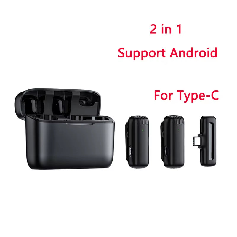 Wireless Lavalier Microphone Charging Case Mic Portable Audio Video Recording for Iphone Android Camera Notebook Live Gaming Mic