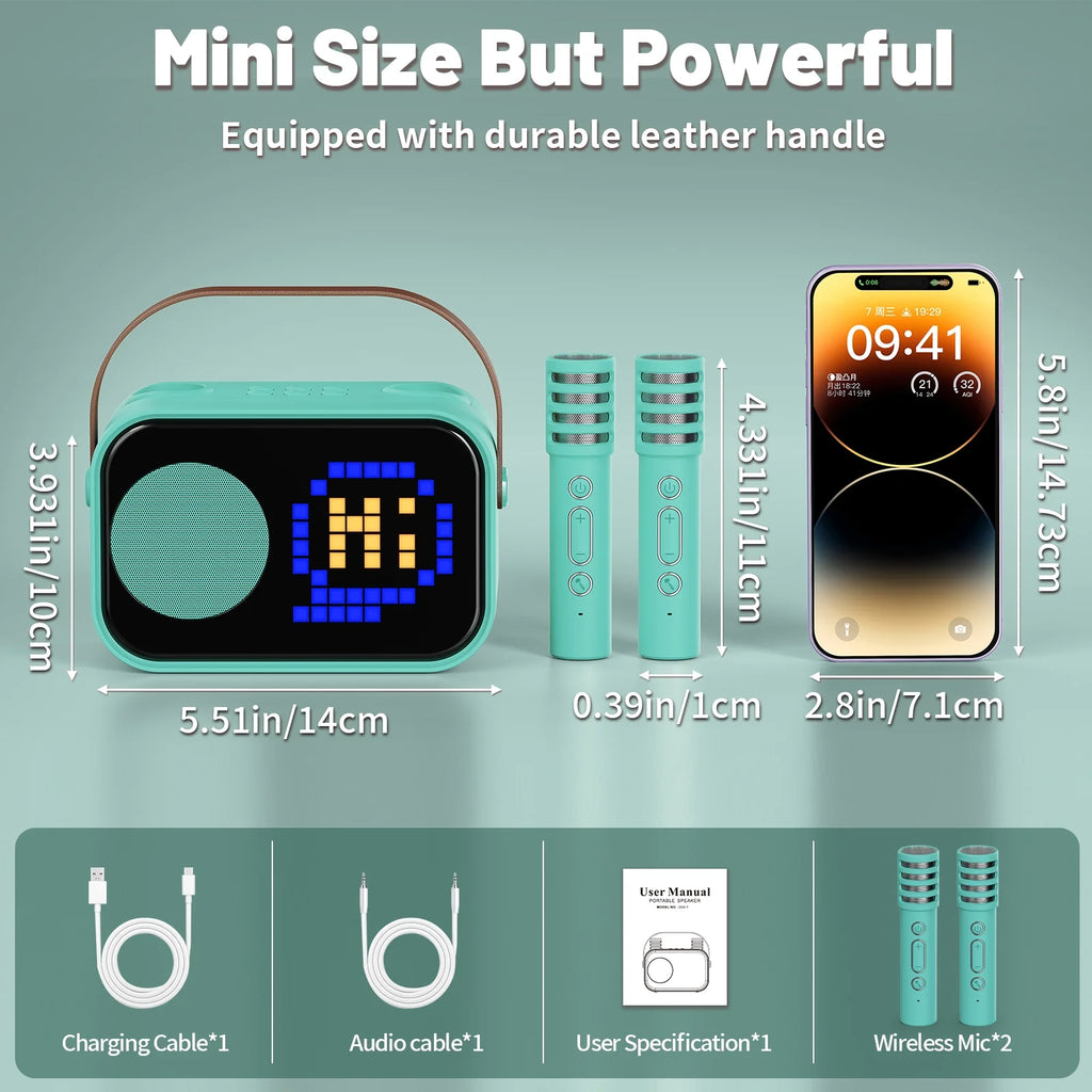 Karaoke Machine for Kids, Wireless Bluetooth Speaker with Microphone, 15 Animation Modes, Best Gift for Christmas