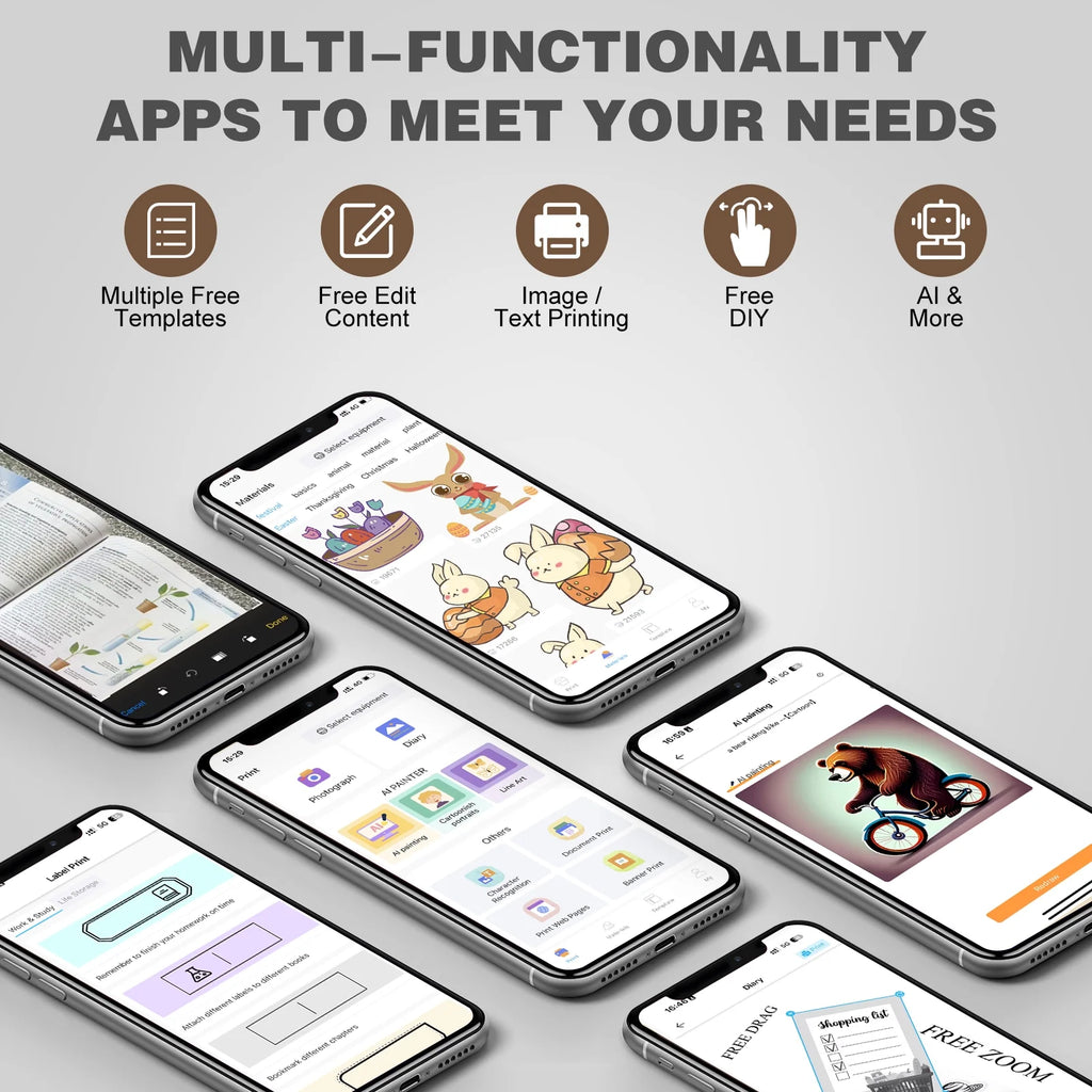 SLOK Mini Bluetooth Photo Printer with 10 Rolls Printing Paper，Black